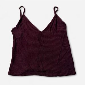 Brandy Melville Burgundy Ribbed Tank Top, One Size
